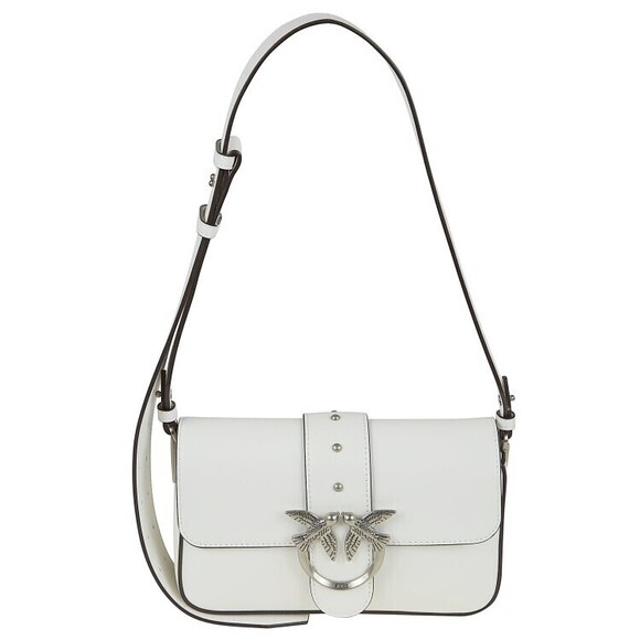 Pinko Slouchy White Leather Shoulder Bag With Removable Straps - NWT